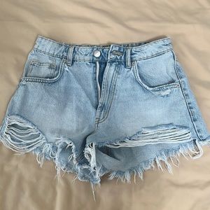 Zara high waisted ripped shorts